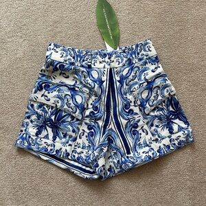 FARM Rio Blue and White Garden Tiles Shorts